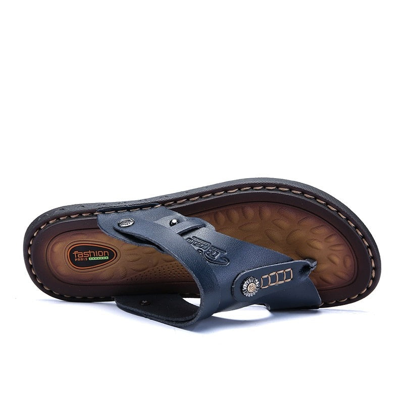Sandália Masculina de Couro Genuíno
